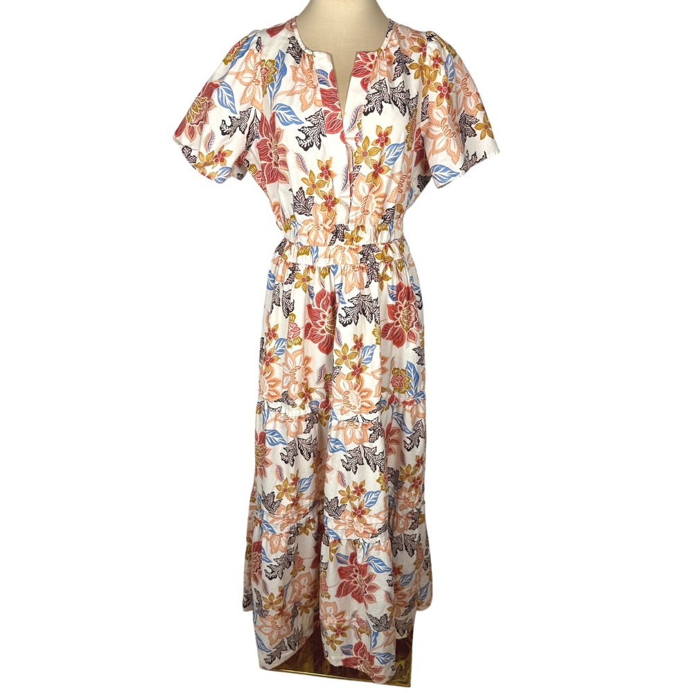 By Anthropologie Somerset Botanical Fall Print Tiered Maxi Dress Size Large EUC